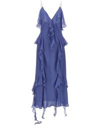 KHAITE - Ruffle-Trim Plunging V-Neck Maxi Dress - Lyst