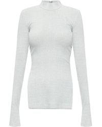 Helmut Lang - Mock Neck Ribbed Knit Top - Lyst