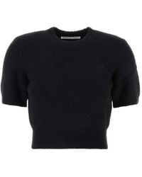 T By Alexander Wang - Logo Embroidered Cropped Top - Lyst