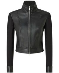 Pinko - Dual-Fabric Biker Jacket - Lyst