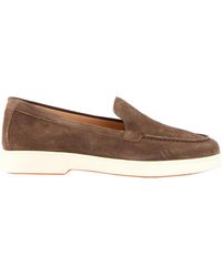 Santoni - Yalta Almond Toe Slip-On Loafers - Lyst