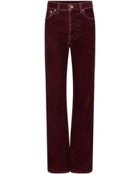 Rabanne - High-Waist Straight-Leg Velvet Trousers - Lyst