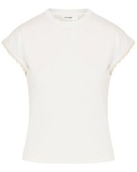 FRAME - Crocheted Sleeveless T-Shirt - Lyst