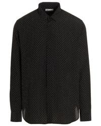 Saint Laurent - Polka-Dot Long-Sleeve Silk Shirt - Lyst