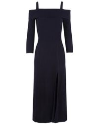 Ganni - Melange Knitted Off Shoulder Maxi Dress - Lyst