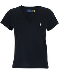 Polo Ralph Lauren - Logo Embroidered V-Neck T-Shirt - Lyst