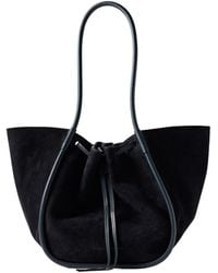 Proenza Schouler - Large Leather-Trimmed Ruched Suede Tote - Lyst