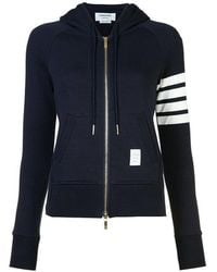 Thom Browne - 4-Bar Striped Zip-Up Hoodie - Lyst