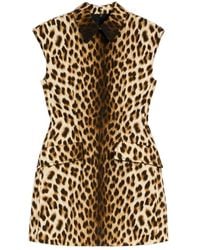 Sportmax - Cotton Mini Dress With Animal Print - Lyst