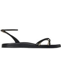 The Row - Leather Cross-Strap Sandals - Lyst