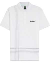 BOSS - Active Quick-Dry Polo Shirt With Check Artwork - Lyst