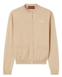 Gucci - Logo Embroidered Button-Up Cardigan - Lyst