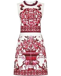 Dolce & Gabbana - Majolica-Printed Sleeveless Mini Dress - Lyst