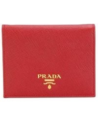 Prada - Logo Compact Wallet - Lyst