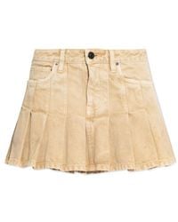 Balenciaga - Pleated Denim Mini Skirt - Lyst