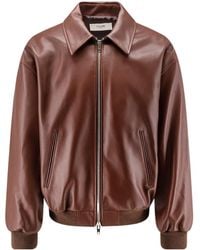 Celine - Collared Long-Sleeved Leather Jacket - Lyst