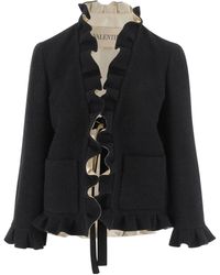 Valentino - Ruffled Long-Sleeved Jacket - Lyst