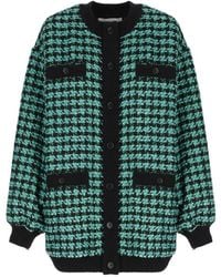 MSGM - Houndstooth-Pattern Tweed Cardi-Coat - Lyst