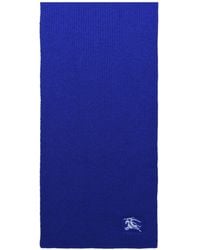 Burberry - Logo Embroidered Riibed-Knit Scarf - Lyst