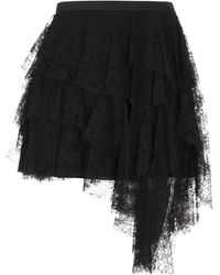 McQueen - Tiered Lace Asymmetric Mini Skirt - Lyst