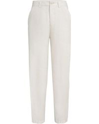 Brunello Cucinelli - Linen Micro Chevron Trousers With Drawstrings - Lyst
