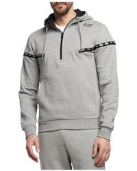 EA7 - Semi-Zipper Design Logo Hooded Sweater - Lyst