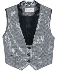 ERMANNO FIRENZE - Sequin-Embellished Lace-Trim Gilet Jacket - Lyst