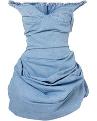 Magda Butrym - Gathered Off-Shoulder Denim Minidress - Lyst