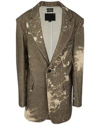 R13 - Paint Splatter-Printed Single-Breasted Tweed Blazer - Lyst
