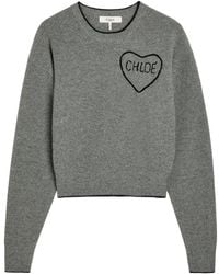 Chloé - Logo Embroidered Wool And Cashmere-Blend Jumper - Lyst