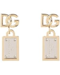 Dolce & Gabbana - Logo Plaque Clip On Earrings - Lyst