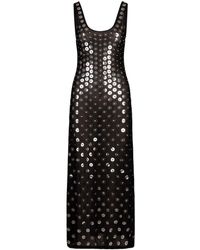 Rabanne - Second Skin Jersey Embroidered Long Dress - Lyst