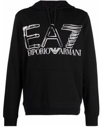 EA7 - Logo-Print Pullover Hoodie - Lyst