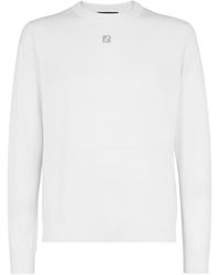 Fendi - Logo Plaque Crewneck Knitted Jumper - Lyst