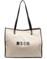 MSGM - Logo-Print Cotton-Blend Tote Bag - Lyst