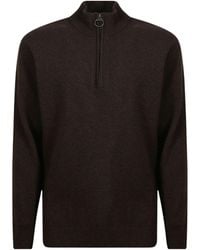 Barbour - Holden Tartan-Patch Half-Zip Sweater - Lyst