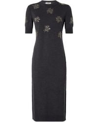 Fendi - Knitted Sequined Flower Midi Dress - Lyst