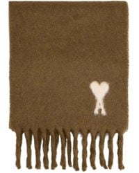 Ami Paris - Ami De Coeur Jacquard Fringed Scarf - Lyst