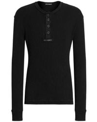 Dolce & Gabbana - Ribbed Henley Knitted Sweater - Lyst