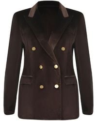 Tagliatore - Double-Breasted Velvet Effect Blazer - Lyst