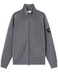 Stone Island - High-Neck Zipped Knit Cardigan - Lyst