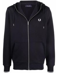 Fred Perry - Logo-Embroidered Zipped Hoodie - Lyst