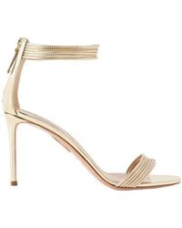 Aquazzura - Tone Metallic Finish Square Toe Sandals - Lyst
