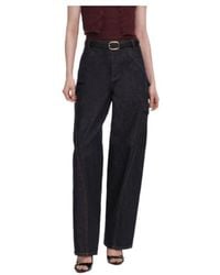 Self-Portrait - Cargo Barrel-Leg Jeans - Lyst