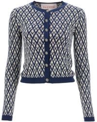 Valentino - Toute La V-Jacquard Button-Up Cardigan - Lyst