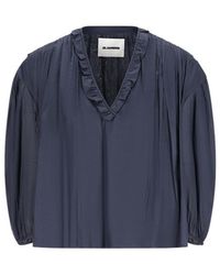 Jil Sander - Ruffled Pleated Blouse - Lyst