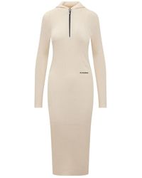 Jil Sander - Long-Sleeved Ribbed-Knitted Hooded Midi Dress - Lyst