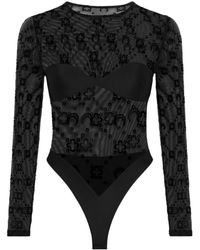 Marine Serre - Logo Detailed Long Sleeved Bodysuit - Lyst