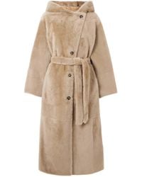 Yves Salomon - Hooded Belted Shearling Coat - Lyst