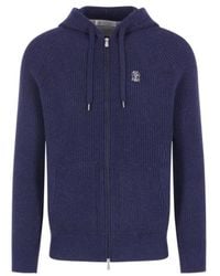 Brunello Cucinelli - Logo Embroidered Zipped Cardigan - Lyst